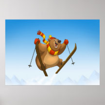 Skiing Bear Poster
