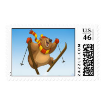 Skiing Bear Stamps