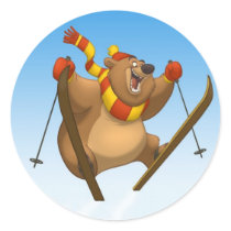 Skiing Bear Stickers