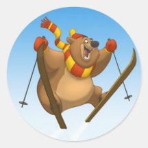 Skiing Bear Stickers