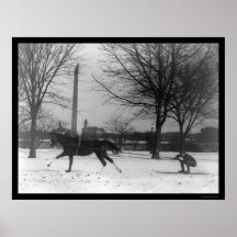 Skiing Behind Horse Washington, DC 1919 Print