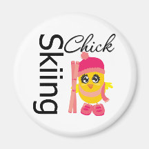 Skiing Chick Fridge Magnets
