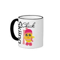 Skiing Chick mugs by chicktshirts Skiing Chick mugs