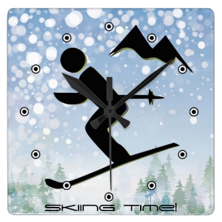 Skiing Design Wall Clock