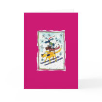 Skiing dogs cards