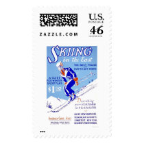 Skiing In The East 1939 WPA Postage Stamp