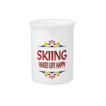Skiing Makes Life Happy Drink Pitcher