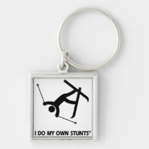 Skiing My Own Stunts Key Chains