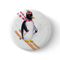 Skiing Penguin buttons
