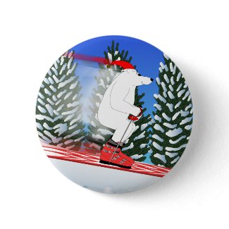 Skiing Polar Bear Pin