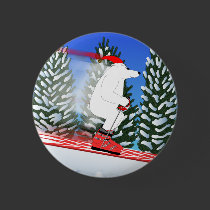 Skiing Polar Bear buttons