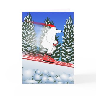 Skiing Polar Bear Greeting Card