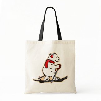 Skiing Polar Bear Holiday Tote Bag bag