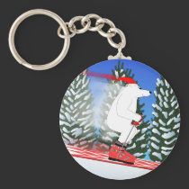 Skiing Polar Bear keychains