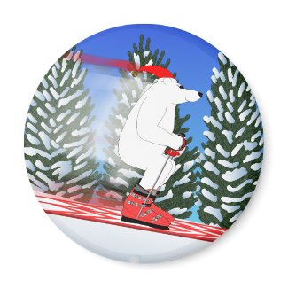 Skiing Polar Bear Magnet
