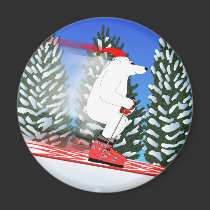Skiing Polar Bear magnets