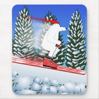 Skiing Polar Bear Mousepad