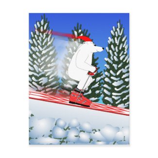Skiing Polar Bear Postcard