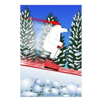 Skiing Polar Bear Print
