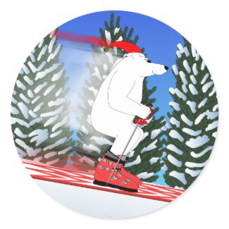Skiing Polar Bear Sticker