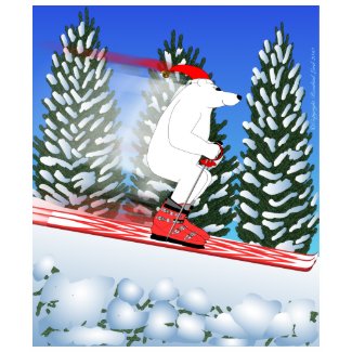 Skiing Polar Bear Women's Red T-shirt