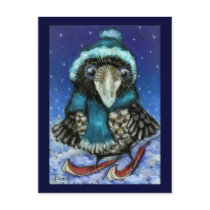 Skiing raven postcards by tanyabond Skiing raven postcards