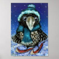 skiing raven posters