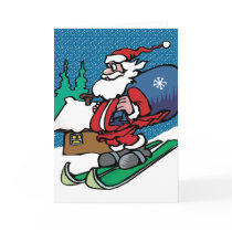 Skiing Santa Claus cards
