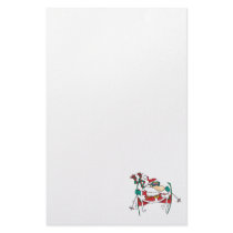 skiing santa claus cartoon personalized stationery
