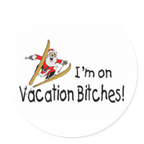 Skiing Santa stickers by TeeZazzle Skiing Santa stickers
