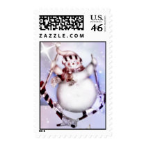 Skiing Snowman postage by kklawiter Skiing Snowman postage