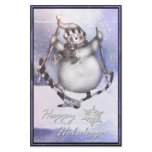 Skiing Snowman Stationary Customized Stationery