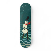 Skiing Snowman Winter Wipeout Skateboard