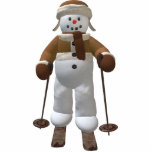 Skiing Vintage Snowman Acrylic Cut Outs