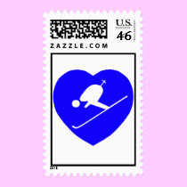 Skiing White on Blue Heart 200dpi stamps