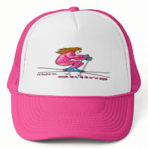Skiing Woman hats by MindDesignGrafx Skiing Woman hats