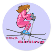 Skiing Woman stickers by MindDesignGrafx Skiing Woman stickers