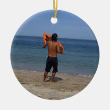 Skimboarder Contemplation Christmas Tree Ornaments