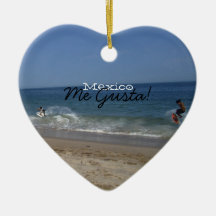 Skimboarders in the Surf; Mexico Souvenir Ornament