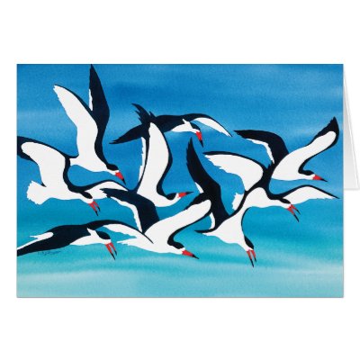 Skimming the Surface Greeting Card by BarbaraBayerArt