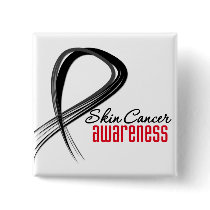 Skin Cancer Awareness Grunge Ribbon buttons
