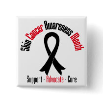 Skin Cancer Awareness Month Black Ribbon buttons