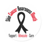 Skin Cancer Awareness Month Black Ribbon Round Stickers