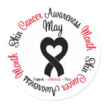 Skin Cancer Awareness Month Circular Heart Ribbon Round Stickers