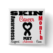 Skin Cancer Awareness Month Heart Ribbon buttons