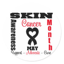 Skin Cancer Awareness Month Heart Ribbon stickers