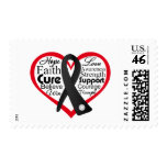 Skin Cancer Heart Ribbon Collage Postage