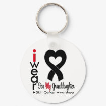 Skin Cancer Heart Ribbon For My Granddaughter keychains