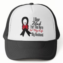 Skin Cancer Ribbon Hero My Husband hats