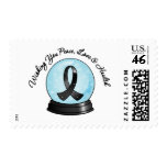 Skin Cancer Ribbon Merry Christmas Snowglobe Postage Stamp